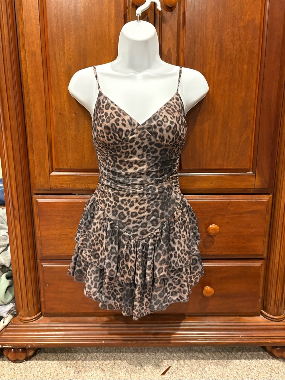 Windsor Small Leopard Print Spaghetti Strap Mini Dress